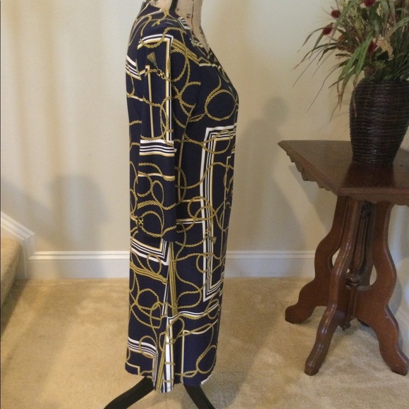 Tacera Navy blue print dress - Picture 3 of 8